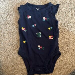 Carters 6 Month Navy Flower Onesie